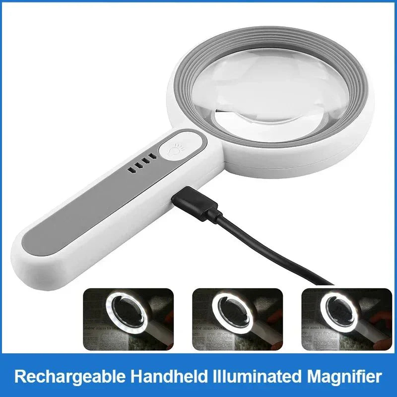 Illumivue 12X LED Rechargeable Handheld Loupe With LED Light