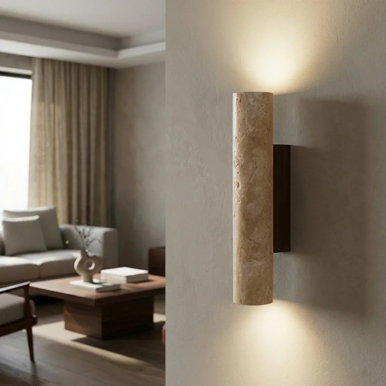Travertine Wall Light With LED Up-Down Vertical Design