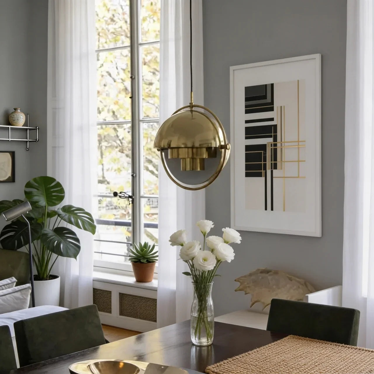 Danish Modern Adjustable Directional Pendant Light Fixture