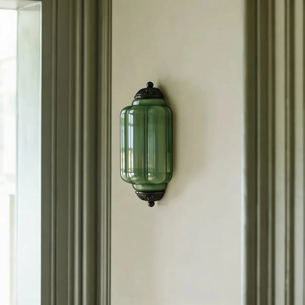 Lámpara de pared empotrada con vidrio opalino, estilo vintage antiguo