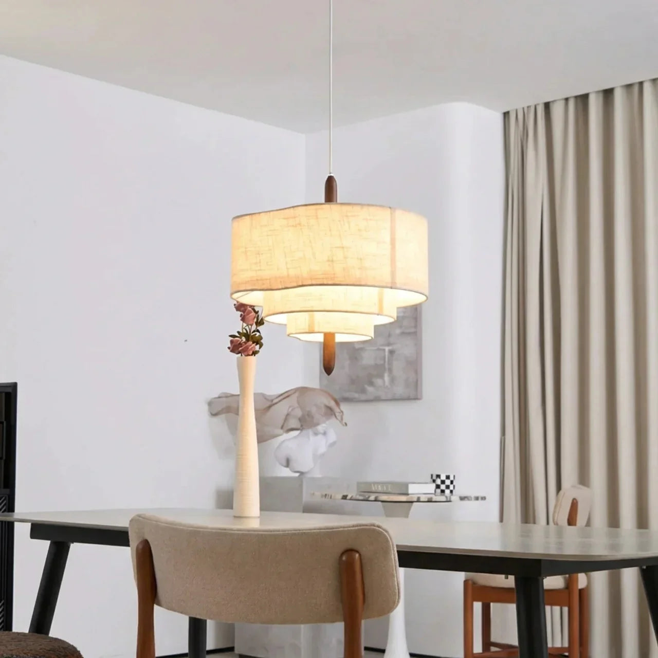 Layered Shade Pendant Light For Indoor Ceiling Mount