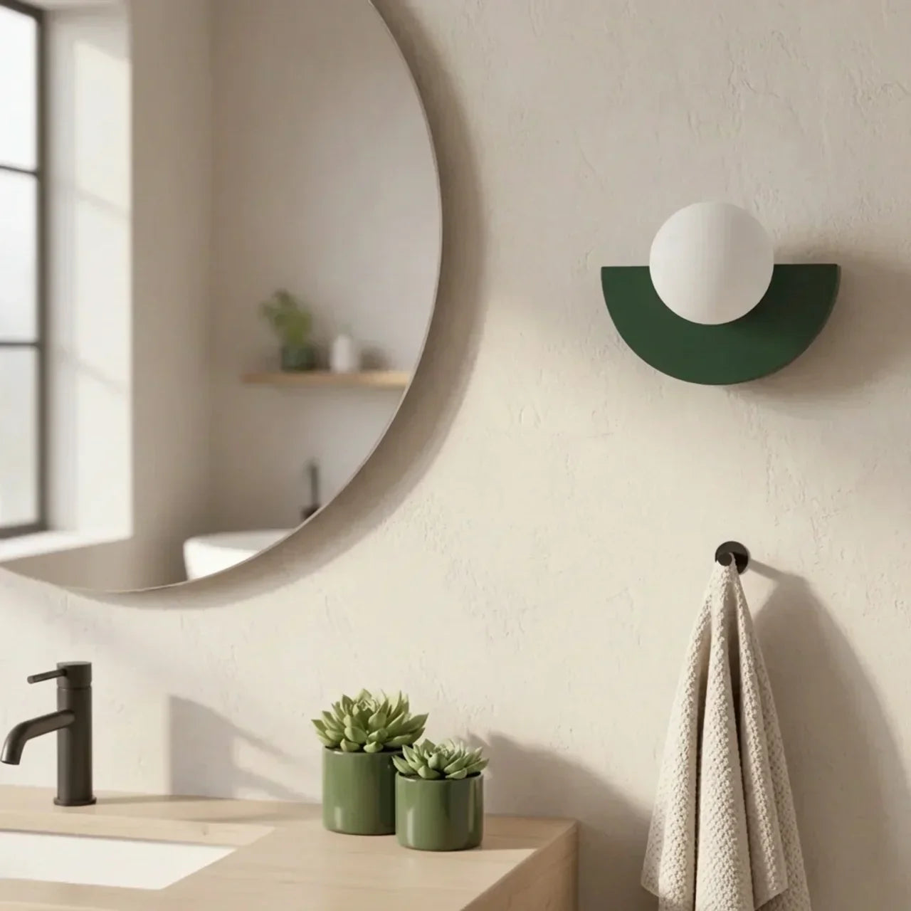Semi-Circular Metal Wall Sconce With Built-In LED Lighting