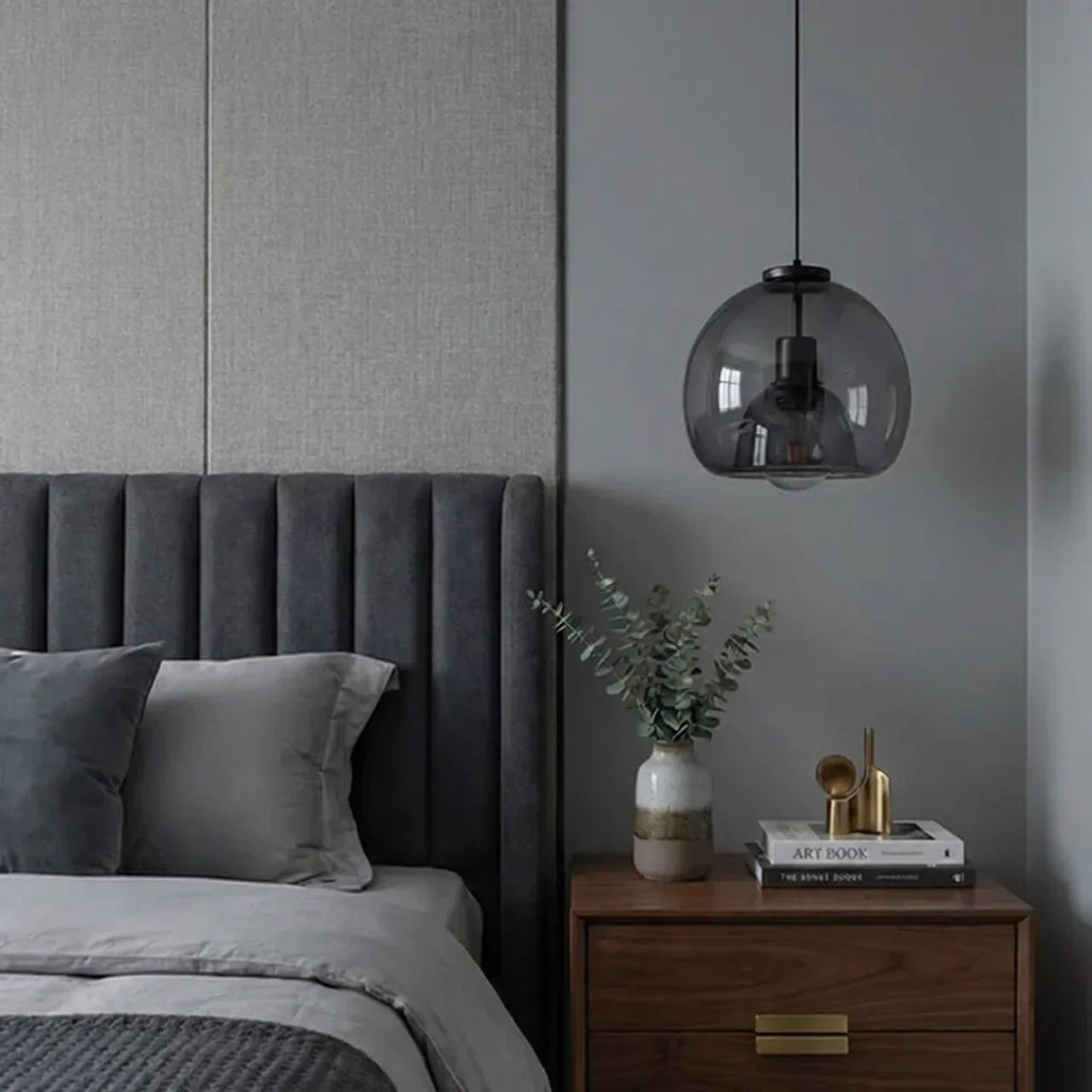 Pendant Light With Smoky Glass Dome For Ceiling Mount In Kitchen And Dining