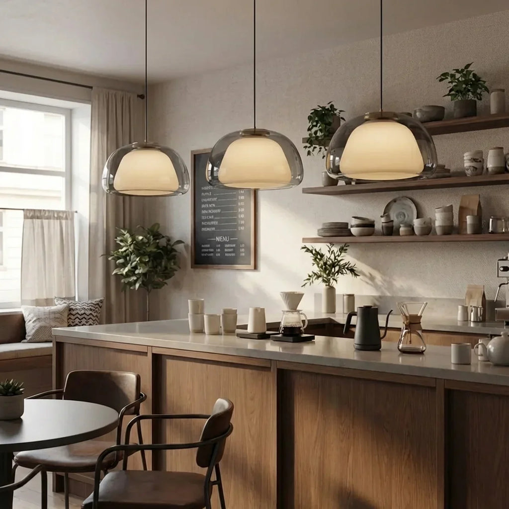 Contemporary Pendant Light With Glass Dome Shade Ceiling
