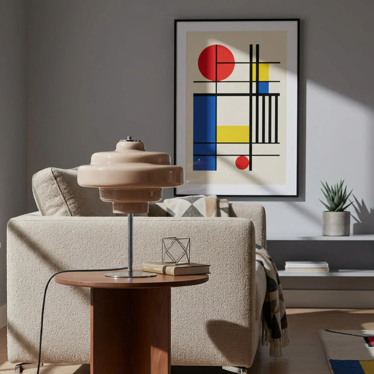 Bauhaus-inspirierte farbige Glas-Schreibtischlampe für moderne Wohnzimmer