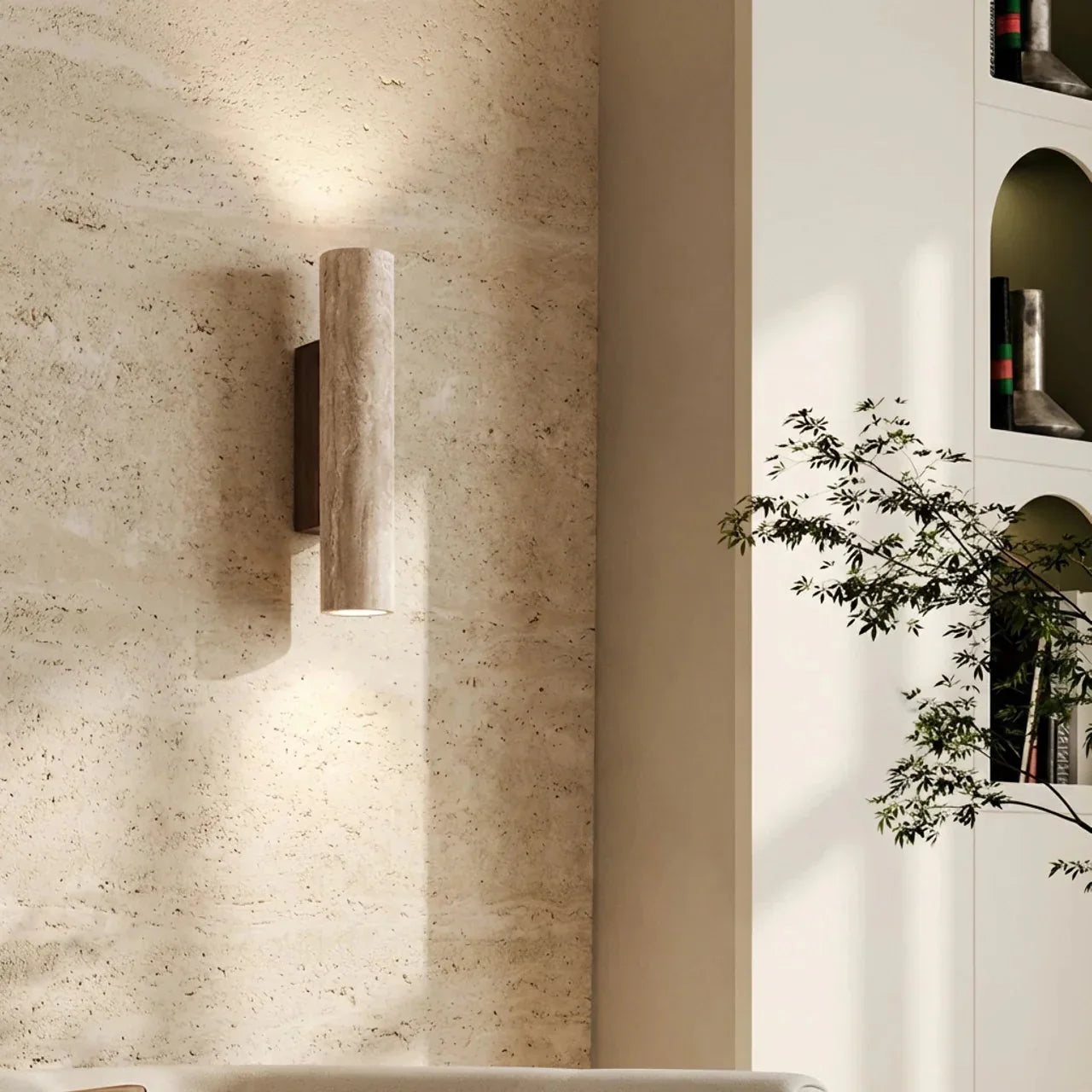 Travertine Wall Light With LED Up-Down Vertical Design