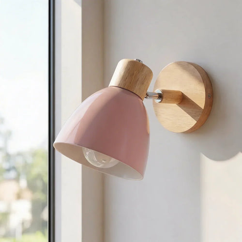Aplique de pared con pantalla ajustable, pantalla metálica y soporte de madera | compagnien