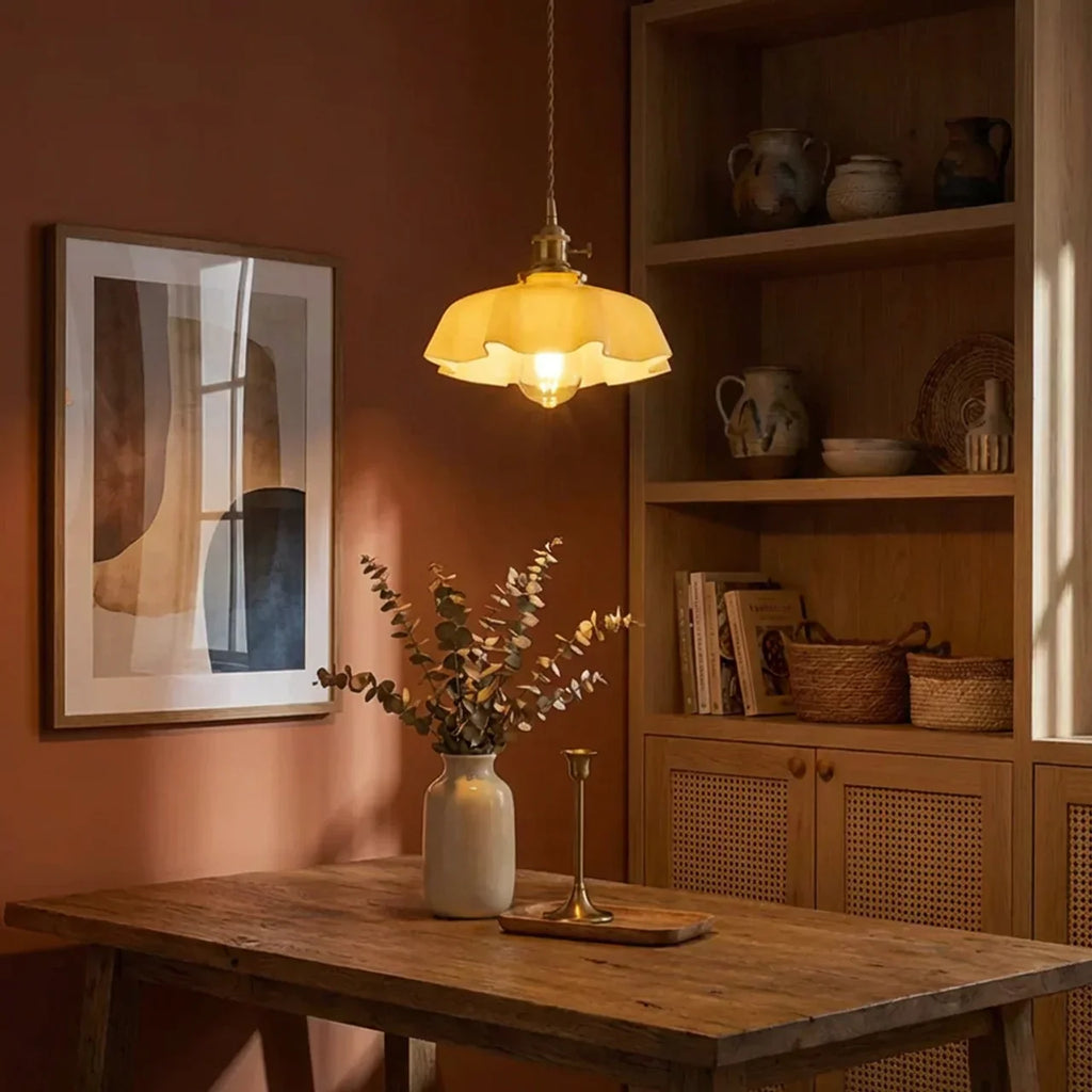 Elegant Draped Glass Art Deco Pendant Light Fixture