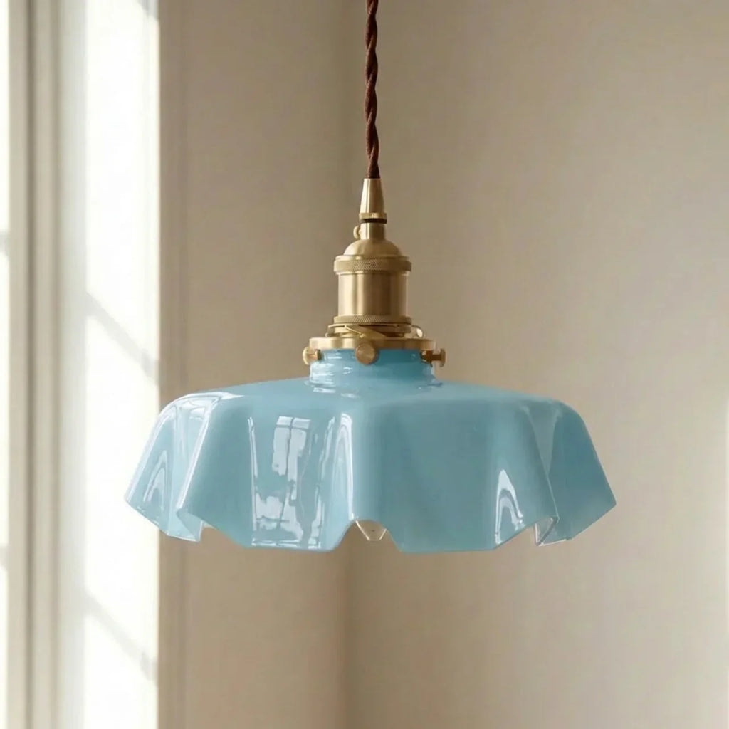 Elegant Draped Glass Art Deco Pendant Light Fixture