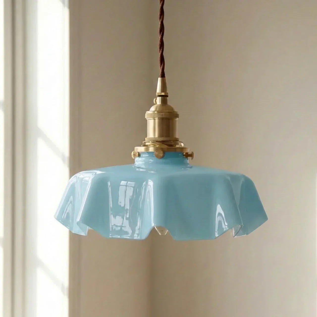 Elegant Draped Glass Art Deco Pendant Light Fixture