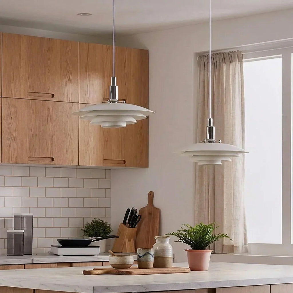 Danish Modern Multi Layer Pendant Light With Layered Shade Design