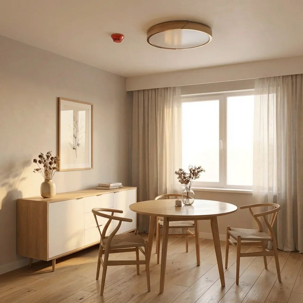 Wooden Round LED Ceiling Light With Flush Mount For Indoor Use