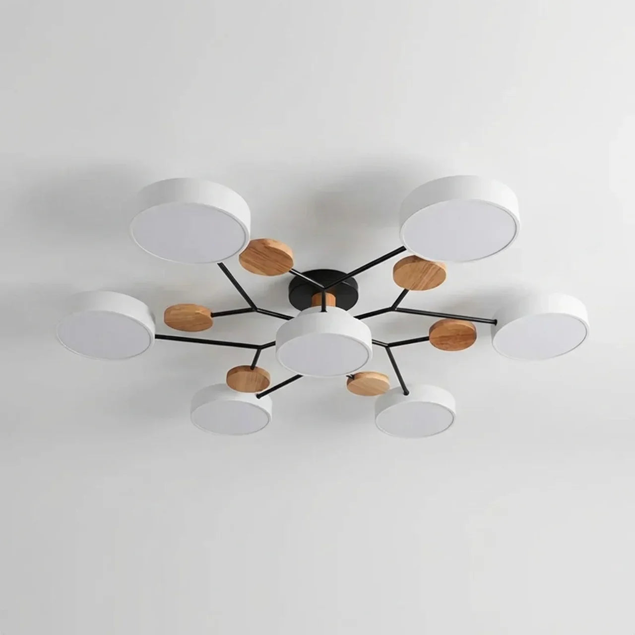 Ceiling Light With Branching Design And Wood Accents