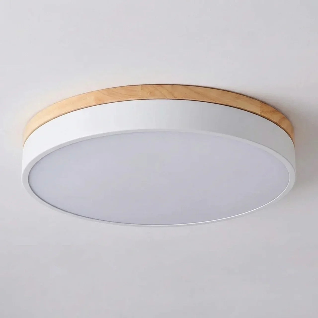 Plafonnier LED à garniture en bois, ultra mince encastré