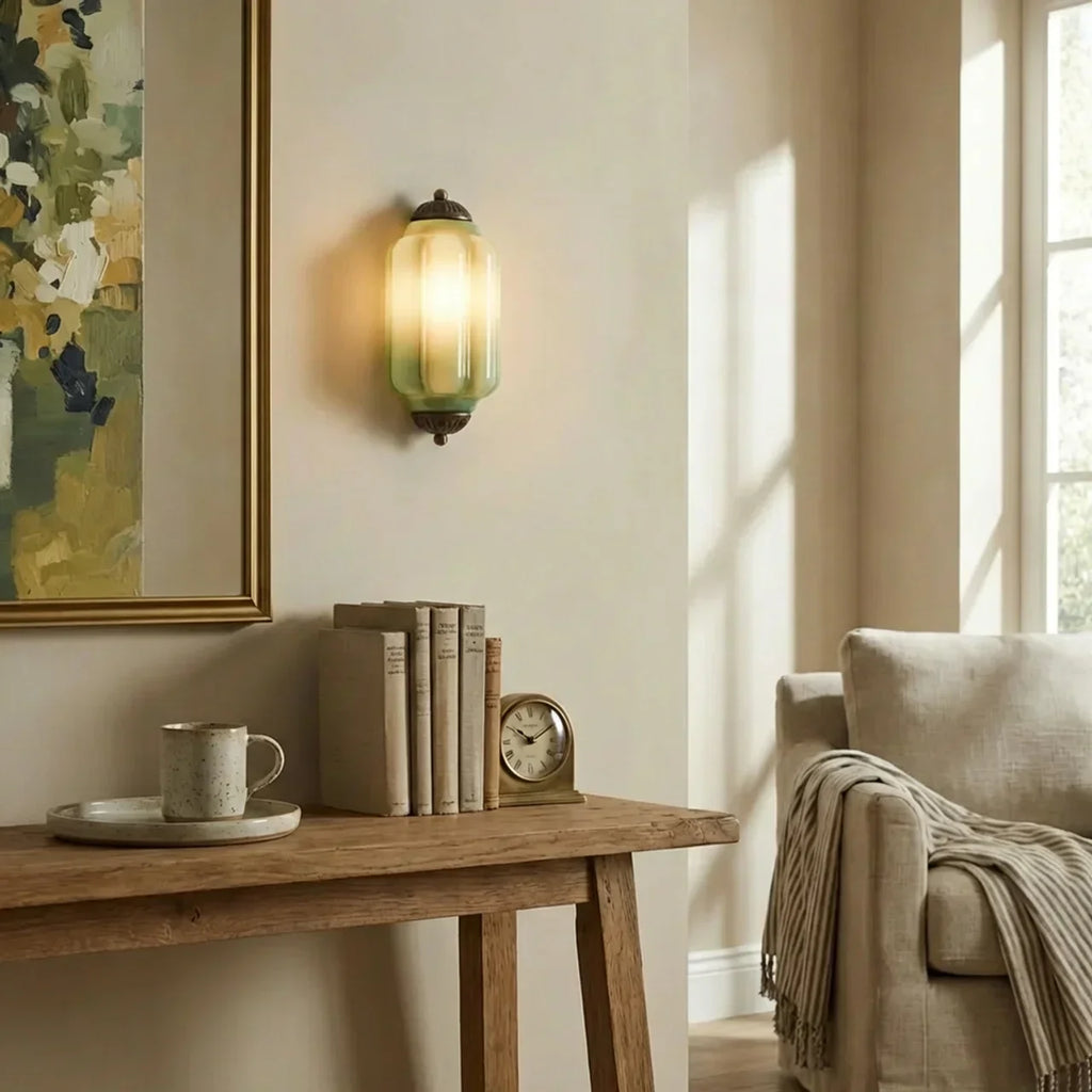 Lámpara de pared empotrada con vidrio opalino, estilo vintage antiguo