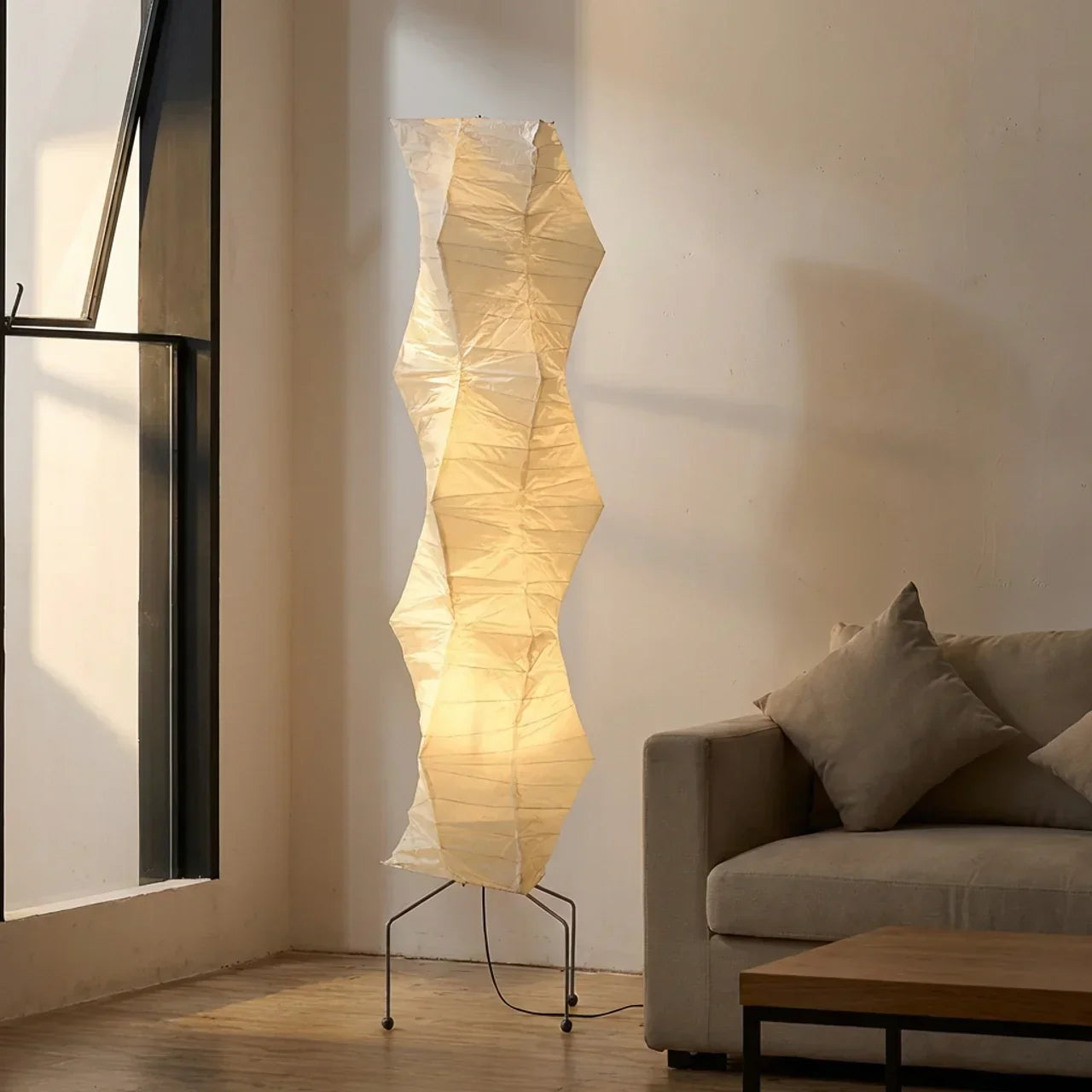 Volně stojící vnitřní stojací lampa s rýžovým papírem a vrstveným stínidlem
