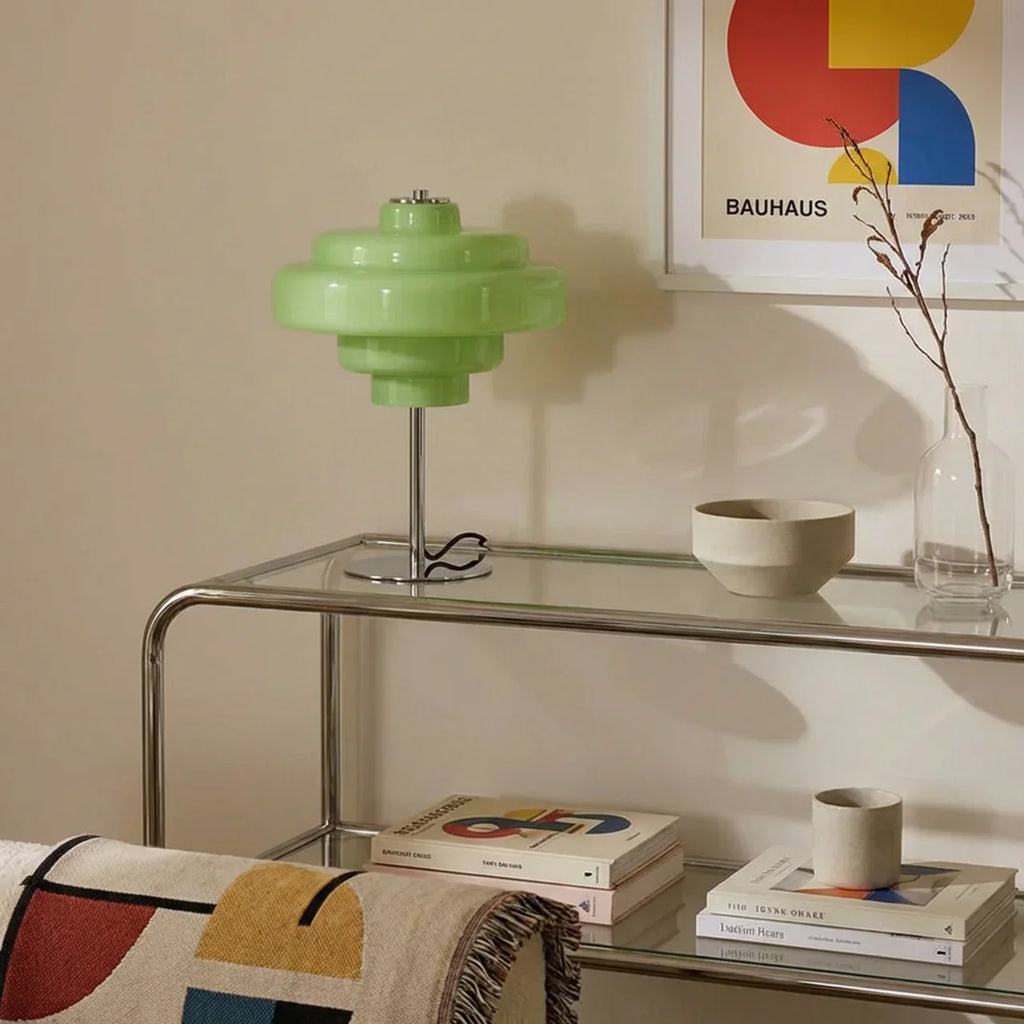 Bauhaus-inspirierte farbige Glas-Schreibtischlampe für moderne Wohnzimmer