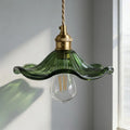 Art Deco Glass Ceiling Pendant Light With Scalloped Glass Shade