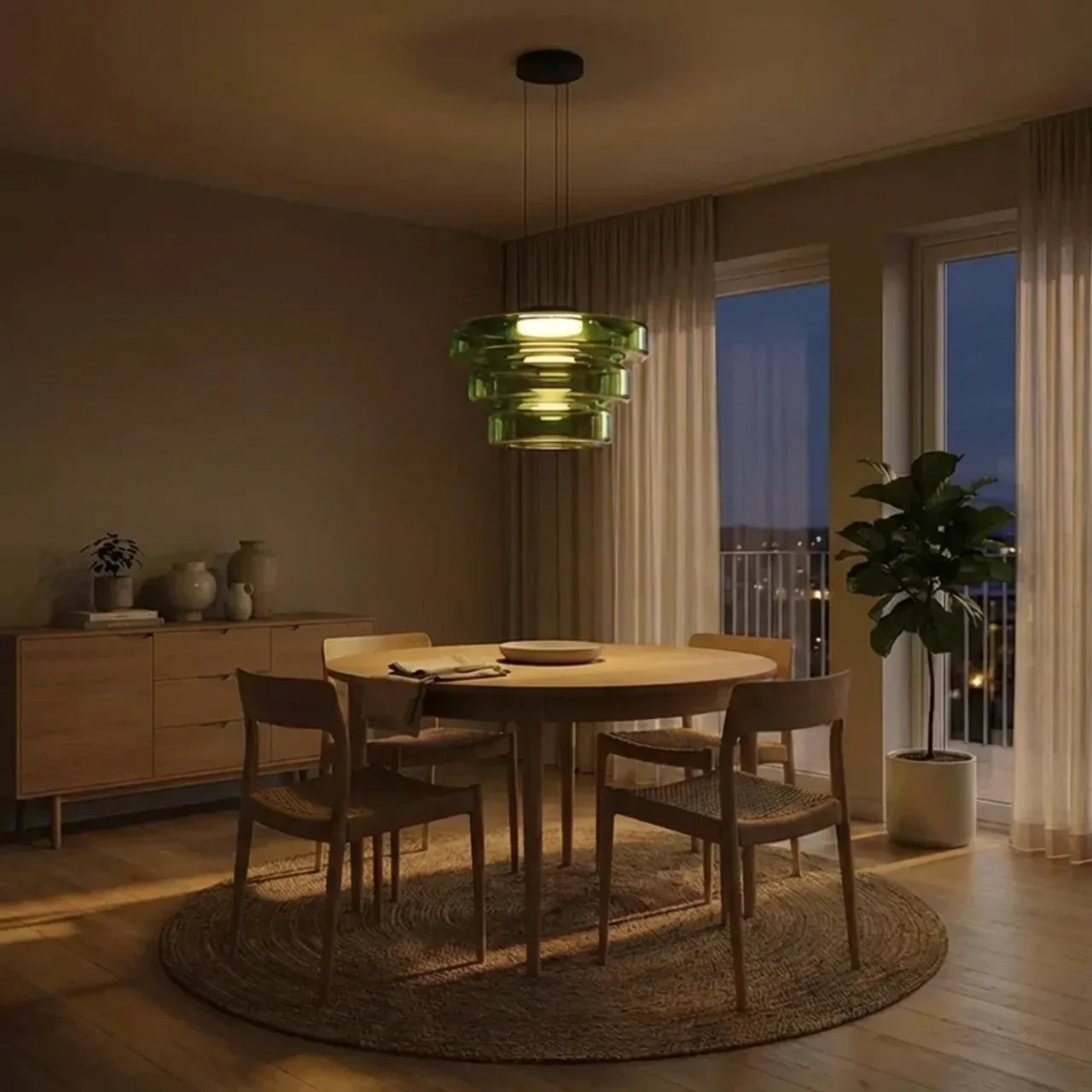 Bauhaus Style Glass Pendant Featuring Integrated LED