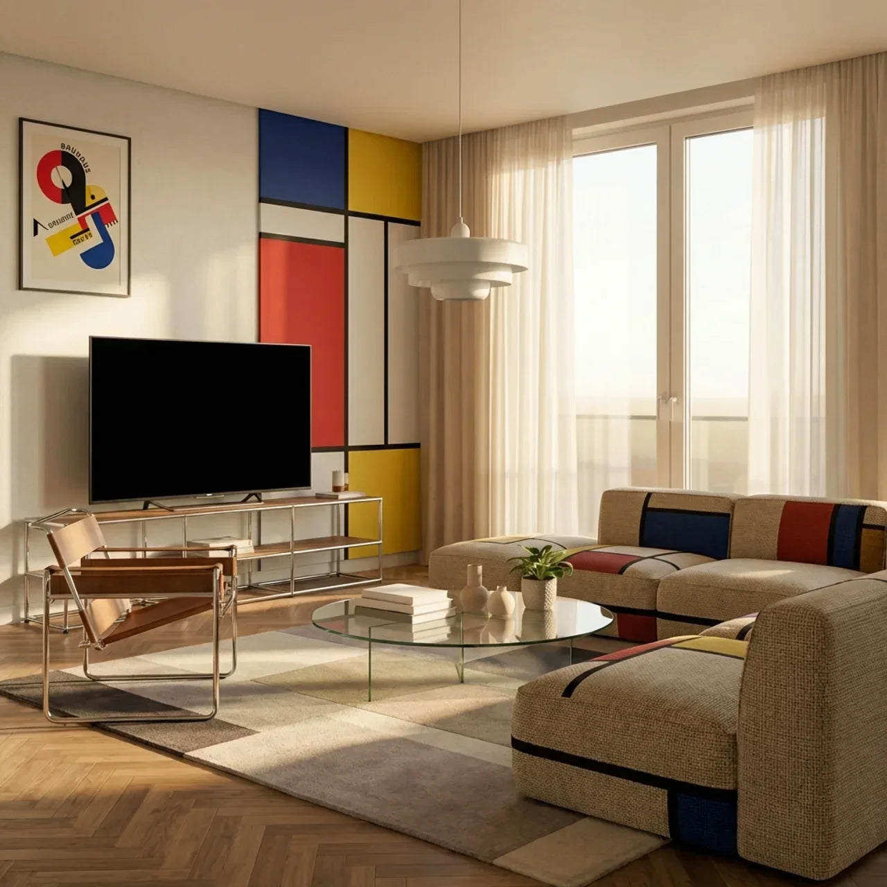 Bauhaus Style Layered Glass Pendant Lamp For Modern Interiors