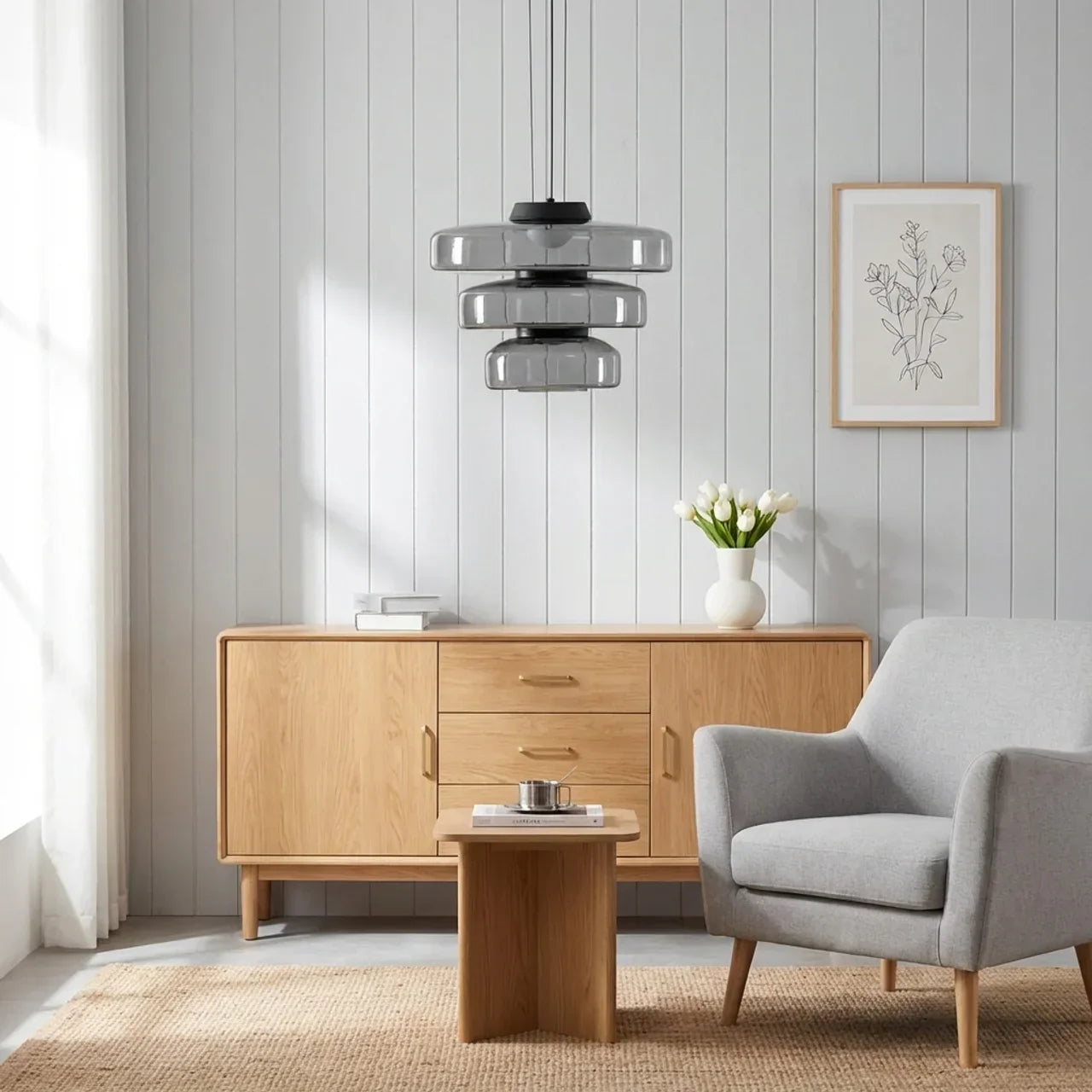 Bauhaus Style Glass Pendant Featuring Integrated LED