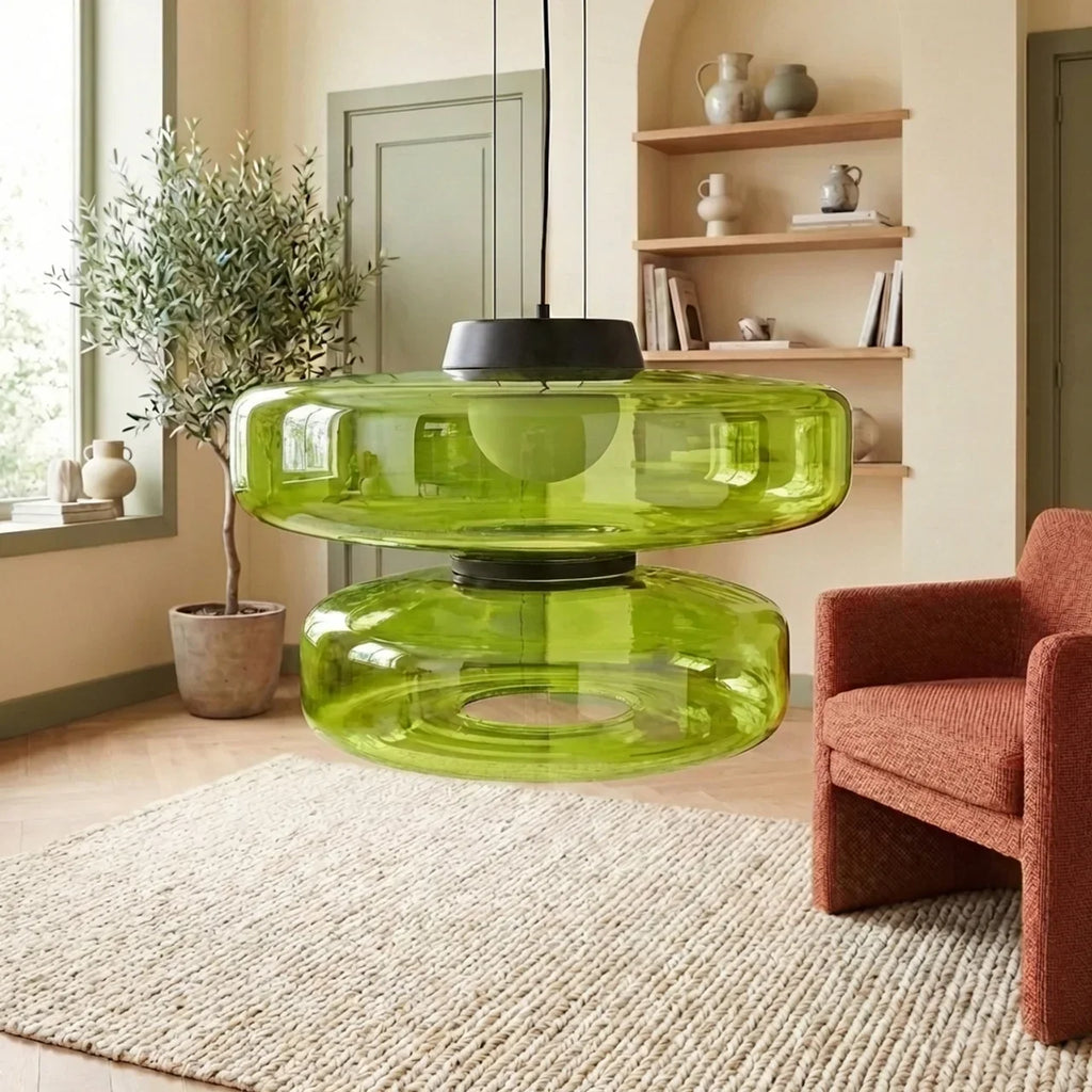 Bauhaus Style Glass Pendant Featuring Integrated LED