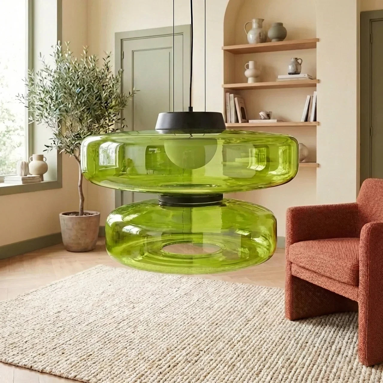 Bauhaus Style Glass Pendant Featuring Integrated LED