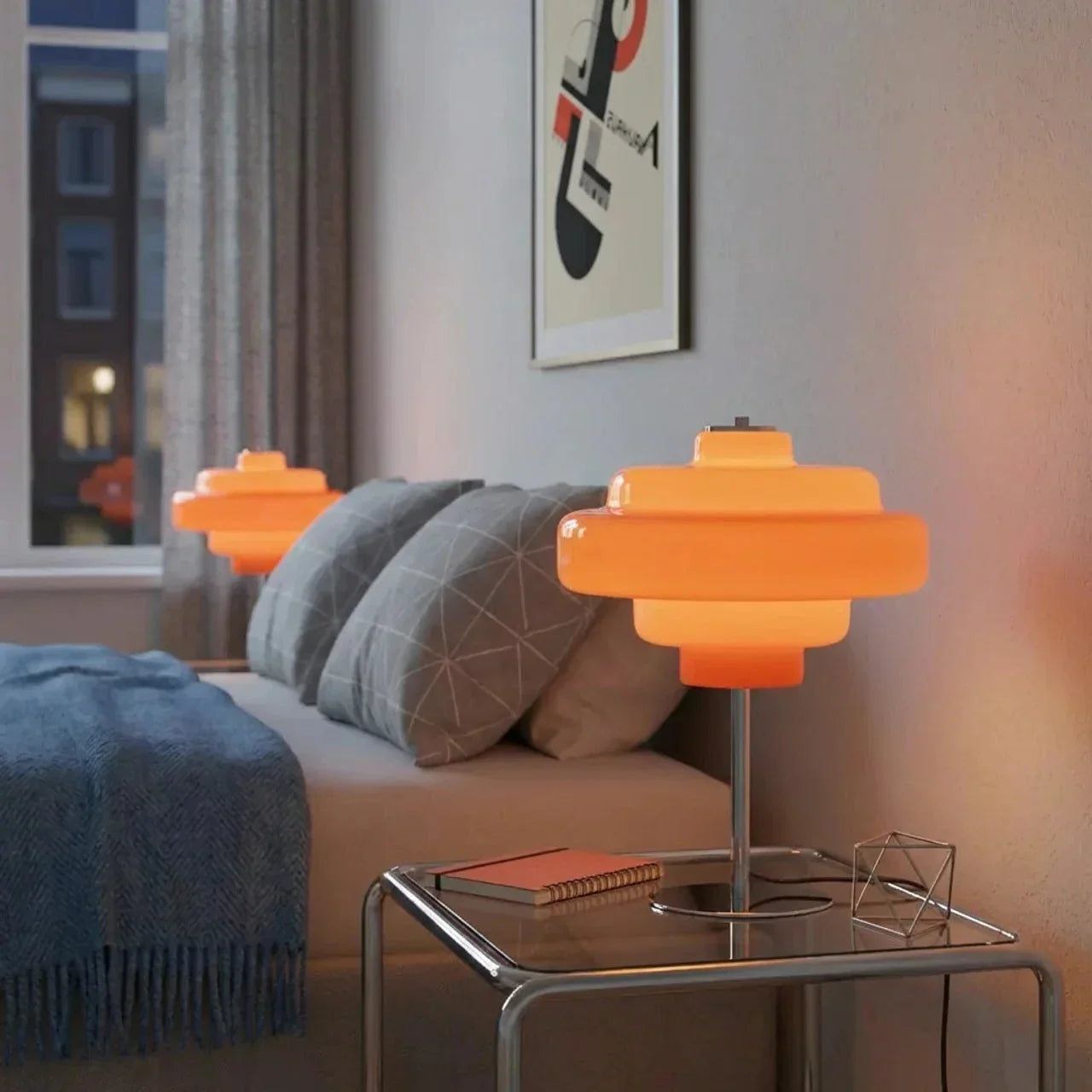 Bauhaus-inspirierte farbige Glas-Schreibtischlampe für moderne Wohnzimmer