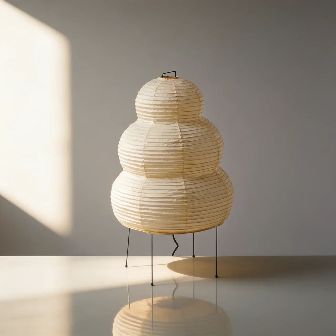 Floor Lamp With Rice Paper Shade In Layered Design