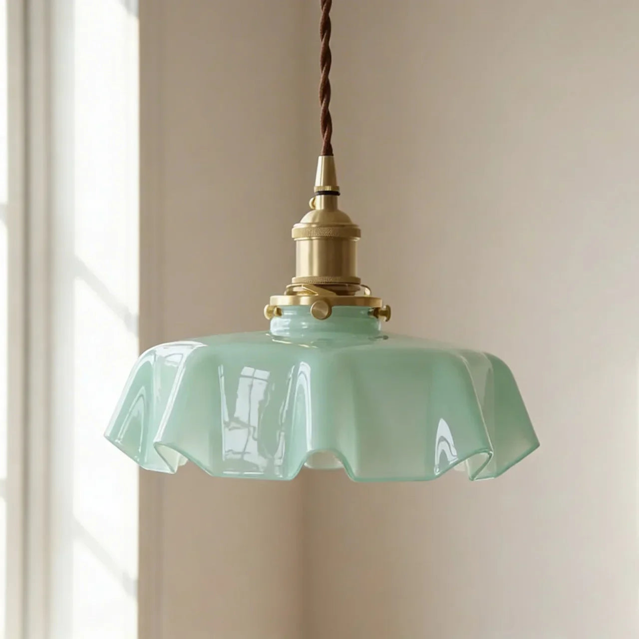 Elegant Draped Glass Art Deco Pendant Light Fixture