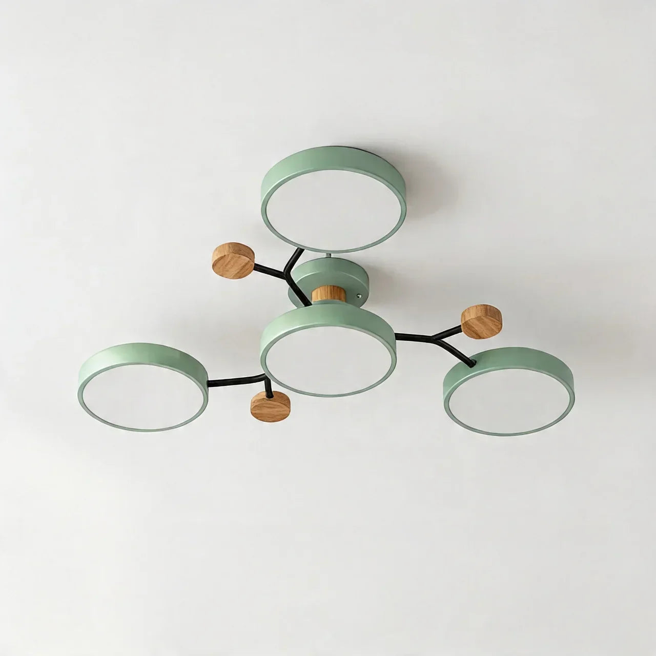 Ceiling Light With Branching Design And Wood Accents
