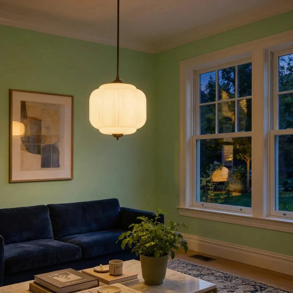 Lampada a soffitto in vetro con pendente a zucca in stile vintage