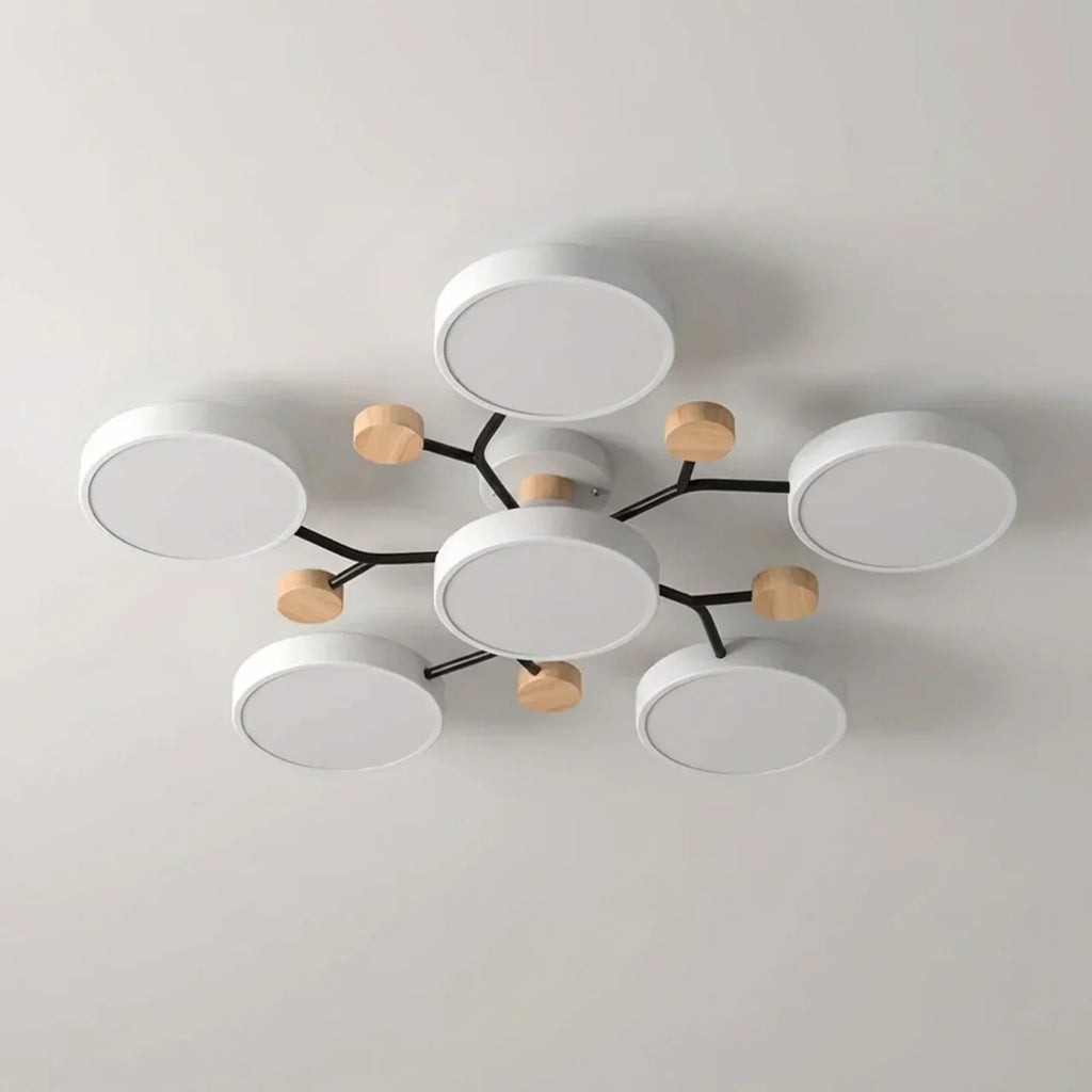 Ceiling Light With Branching Design And Wood Accents