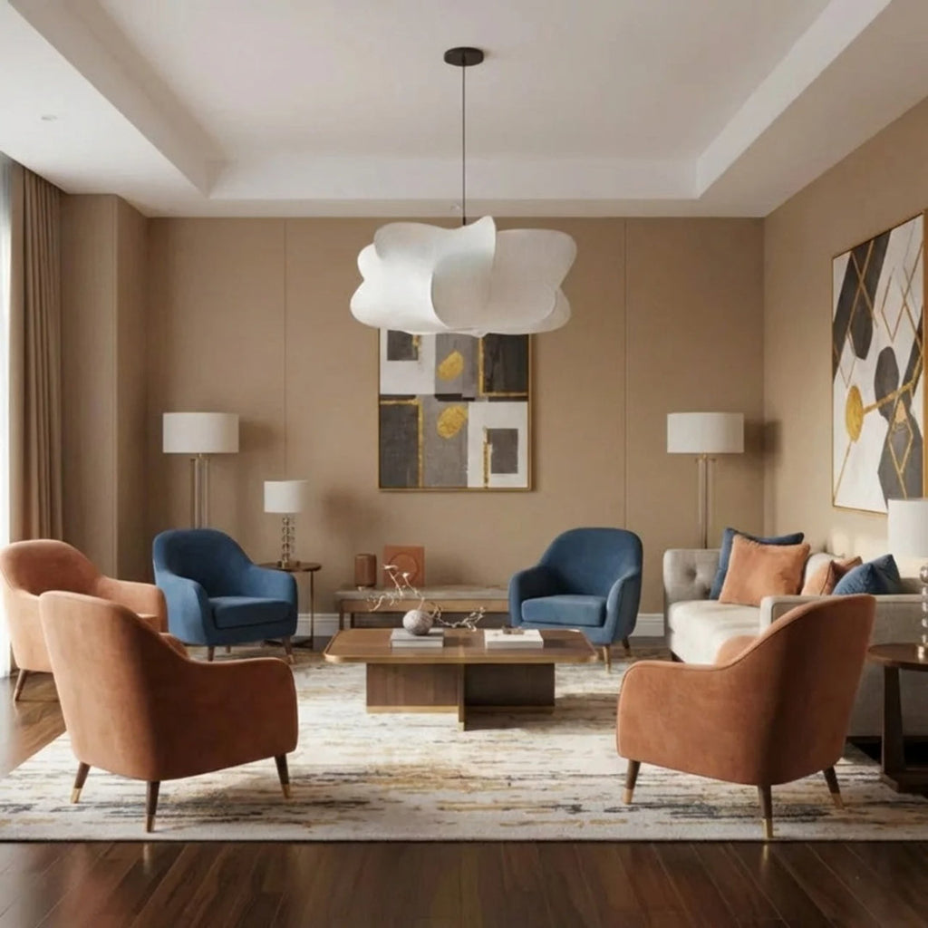 Mulberry Silk Pendant Light With Sculptural Shade For Indoor Use