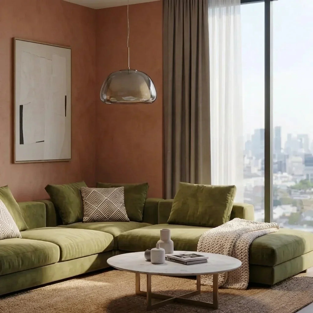 Contemporary Pendant Light With Glass Dome Shade Ceiling