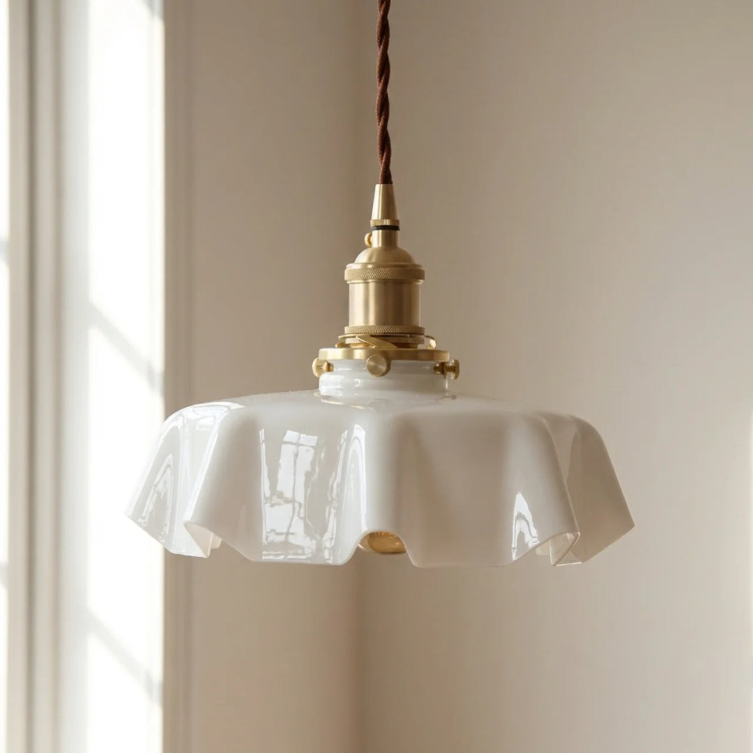 Elegant Draped Glass Art Deco Pendant Light Fixture