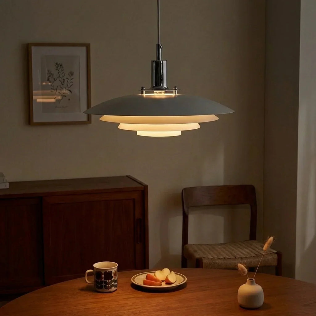 Danish Modern Multi Layer Pendant Light With Layered Shade Design