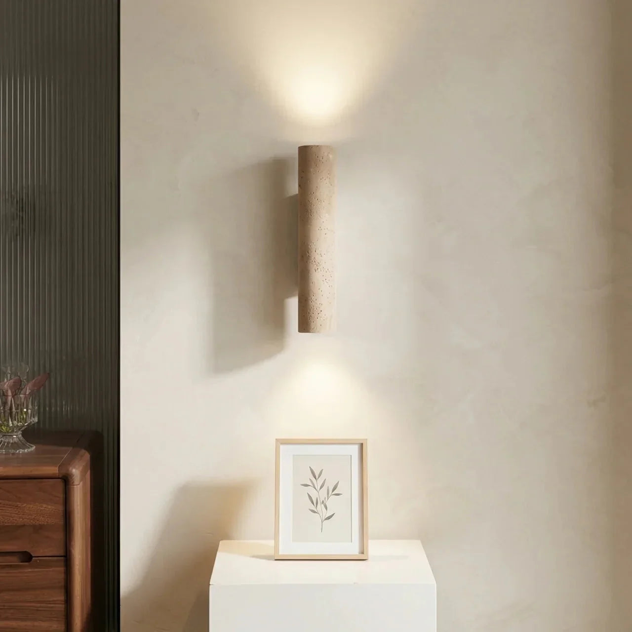Travertine Wall Light With LED Up-Down Vertical Design