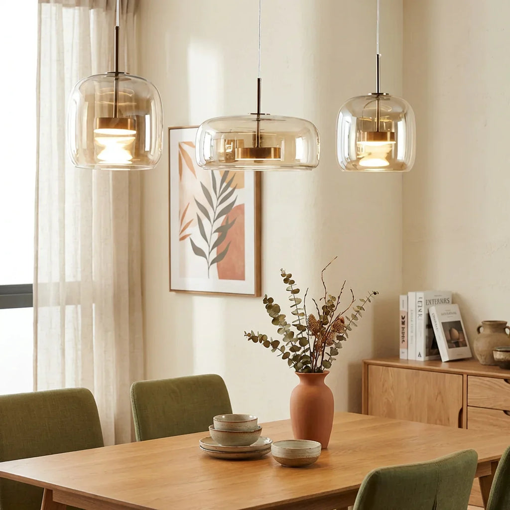 Rauchglas-Pendelleuchte mit integriertem LED-Array