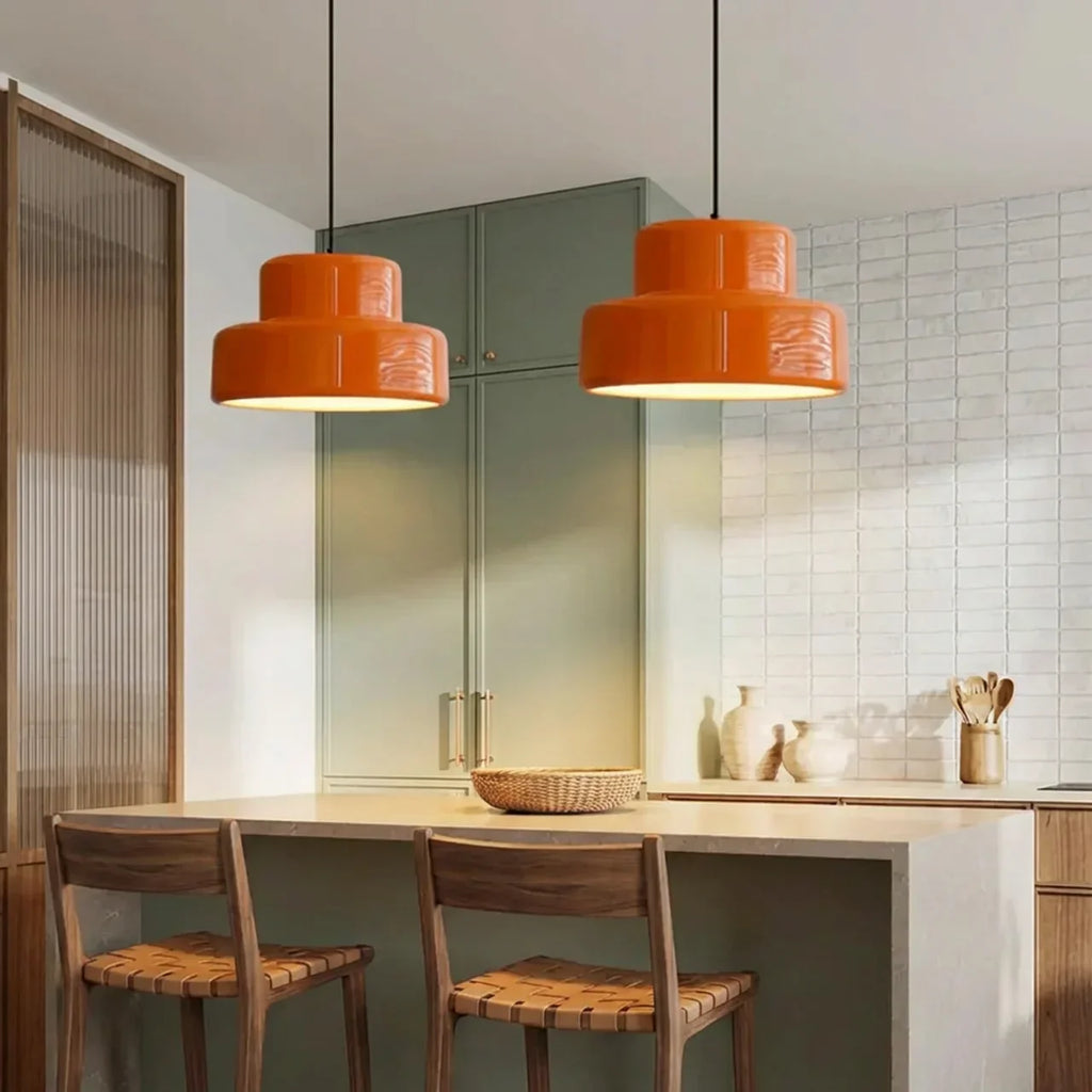 Bauhaus-stil farvet glas skål pendel lampeskærm