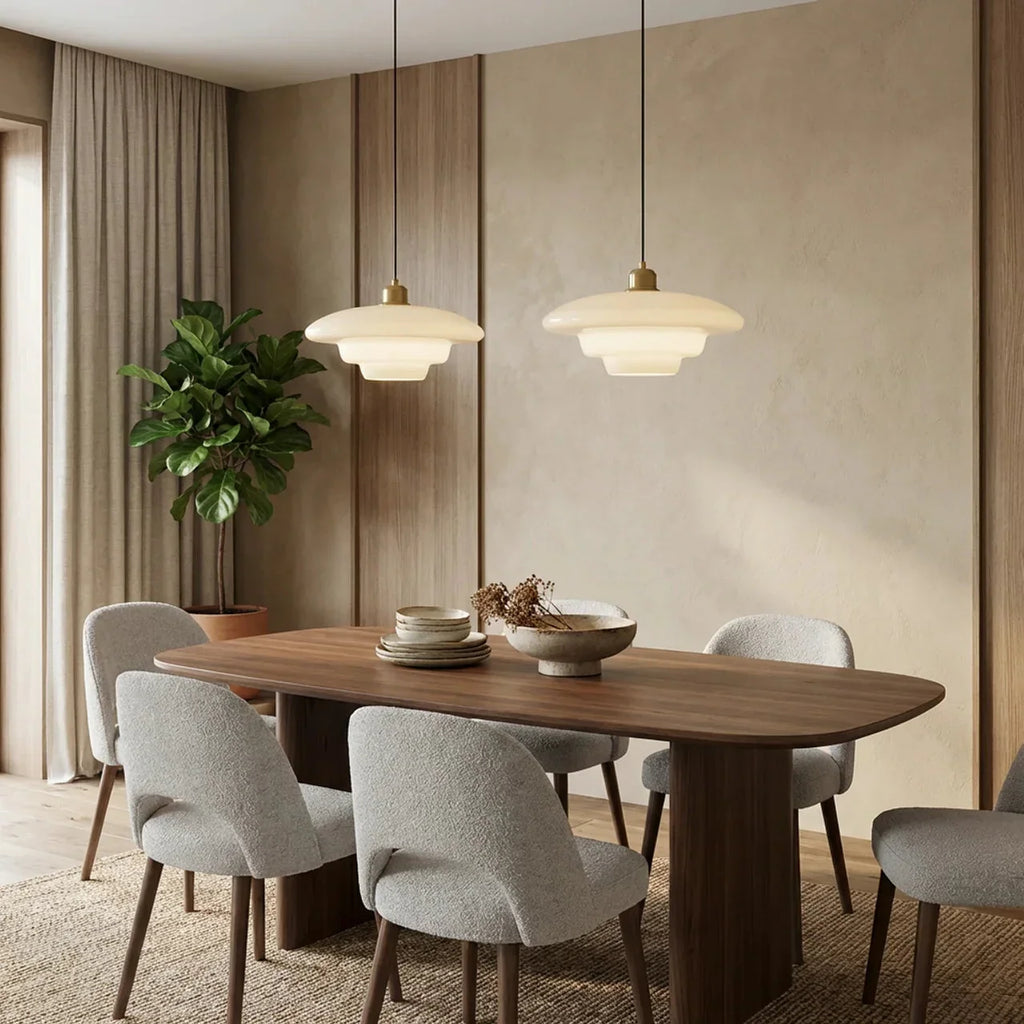 Pendelleuchte im Vintage-Stil mit klarem Glasschirm
