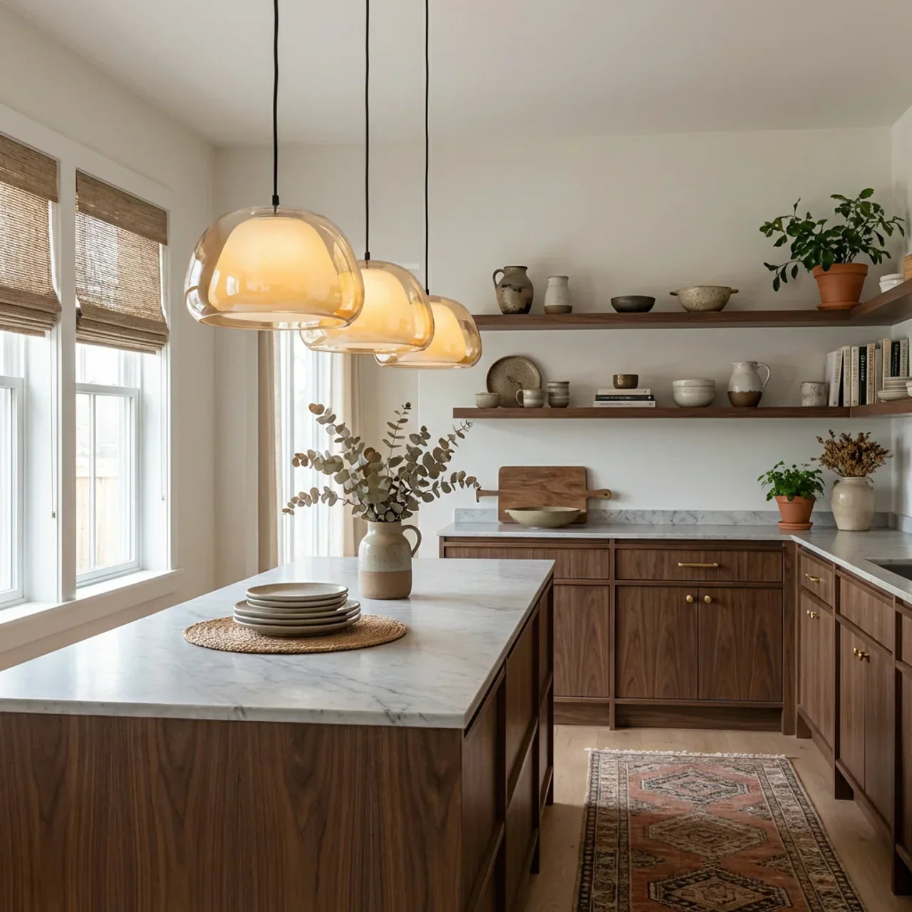 Contemporary Pendant Light With Glass Dome Shade Ceiling