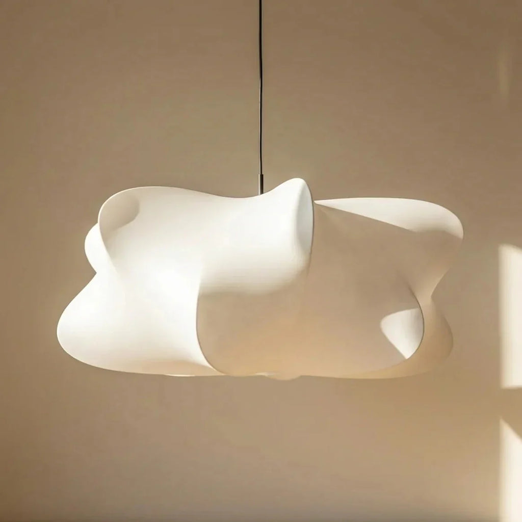 Mulberry Silk Pendant Light With Sculptural Shade For Indoor Use