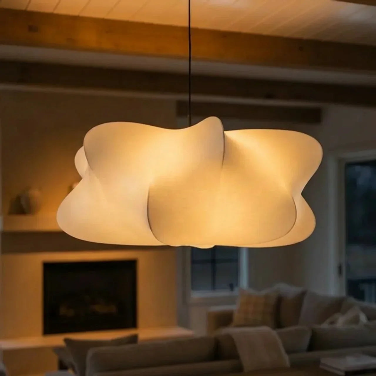 Mulberry Silk Pendant Light With Sculptural Shade For Indoor Use