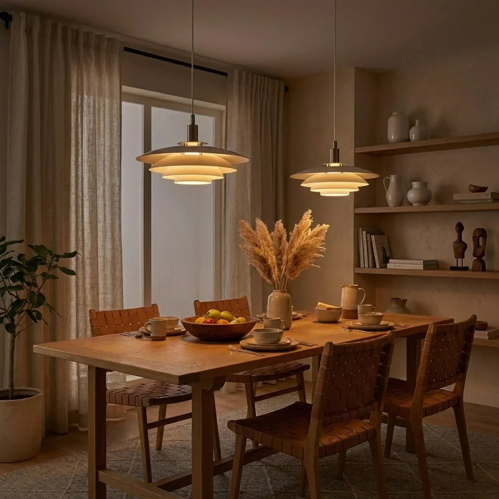 Danish Modern Multi Layer Pendant Light With Layered Shade Design