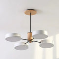 Multi-Arm Ceiling Fixture With LED Metal Frame And Wood