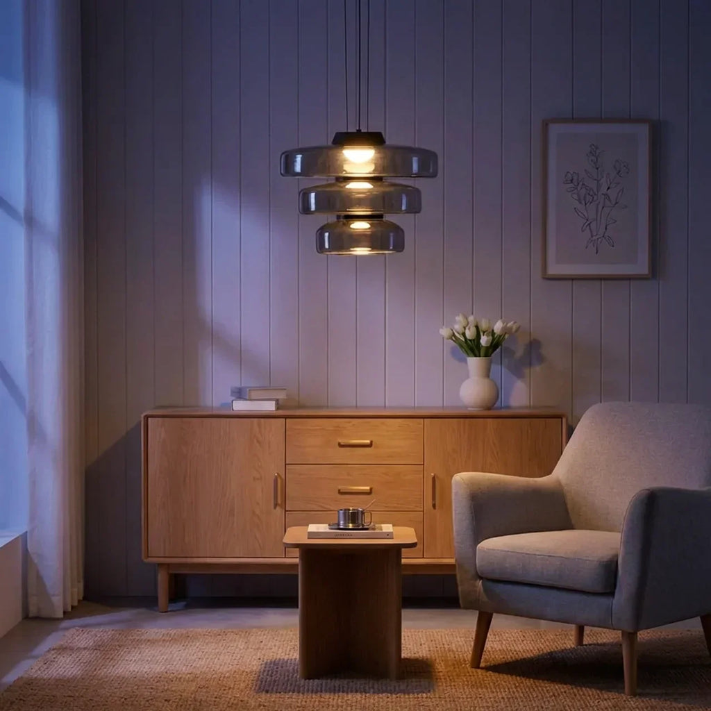 Bauhaus Style Glass Pendant Featuring Integrated LED