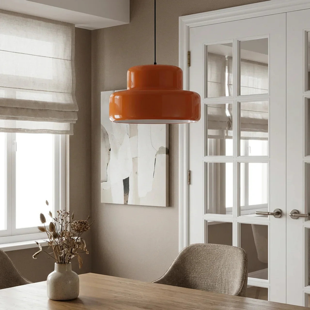 Bauhaus-stil farvet glas skål pendel lampeskærm