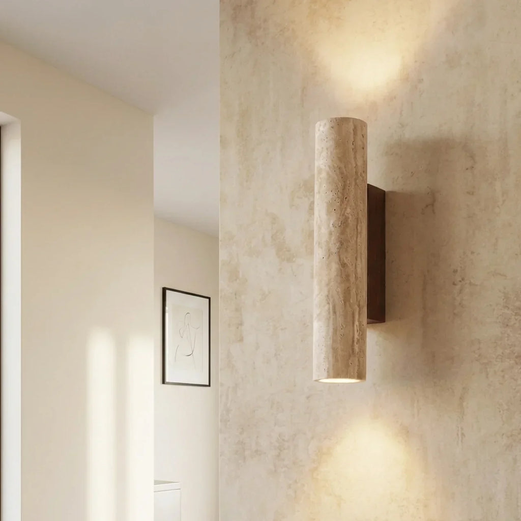 Travertine Wall Light With LED Up-Down Vertical Design