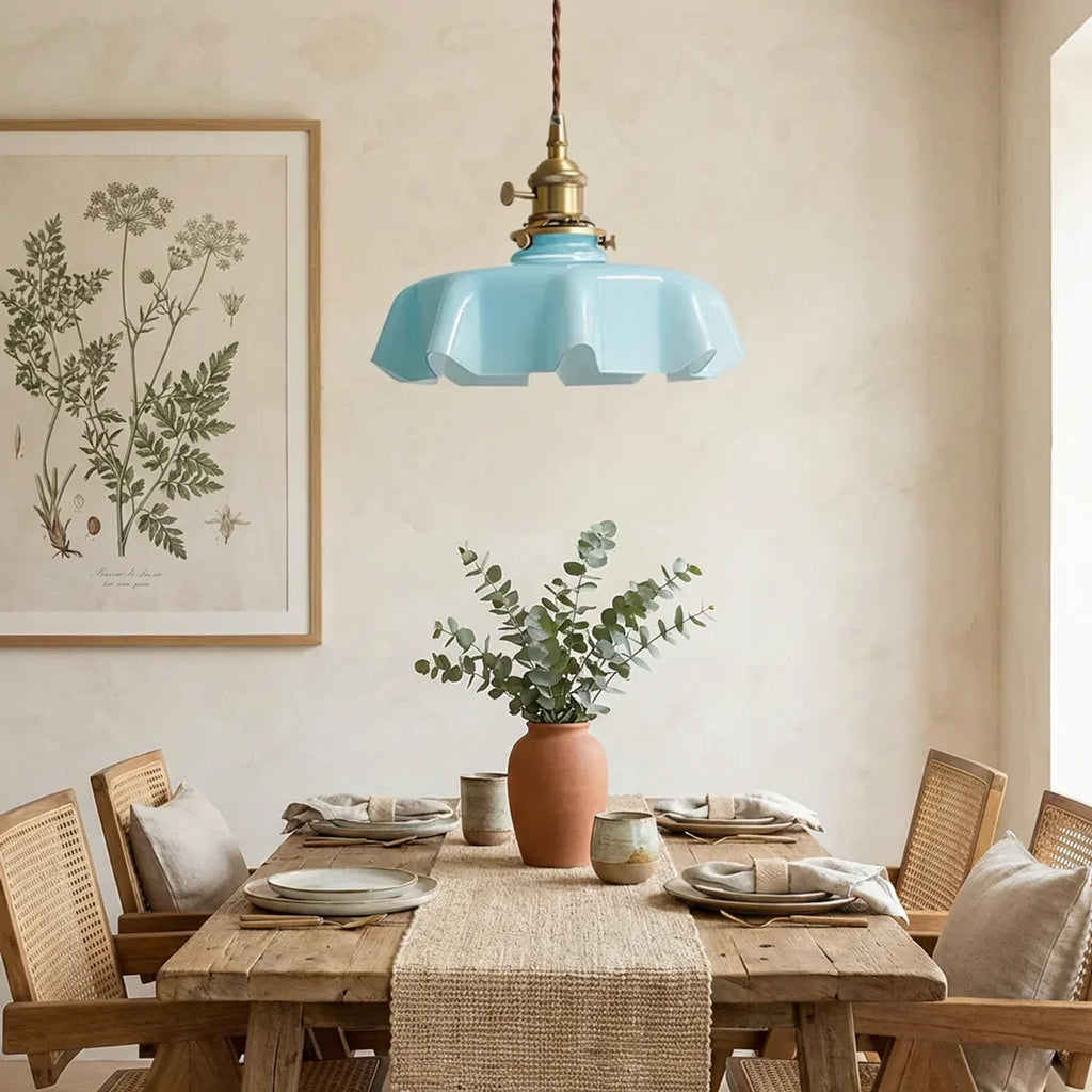 Elegant Draped Glass Art Deco Pendant Light Fixture